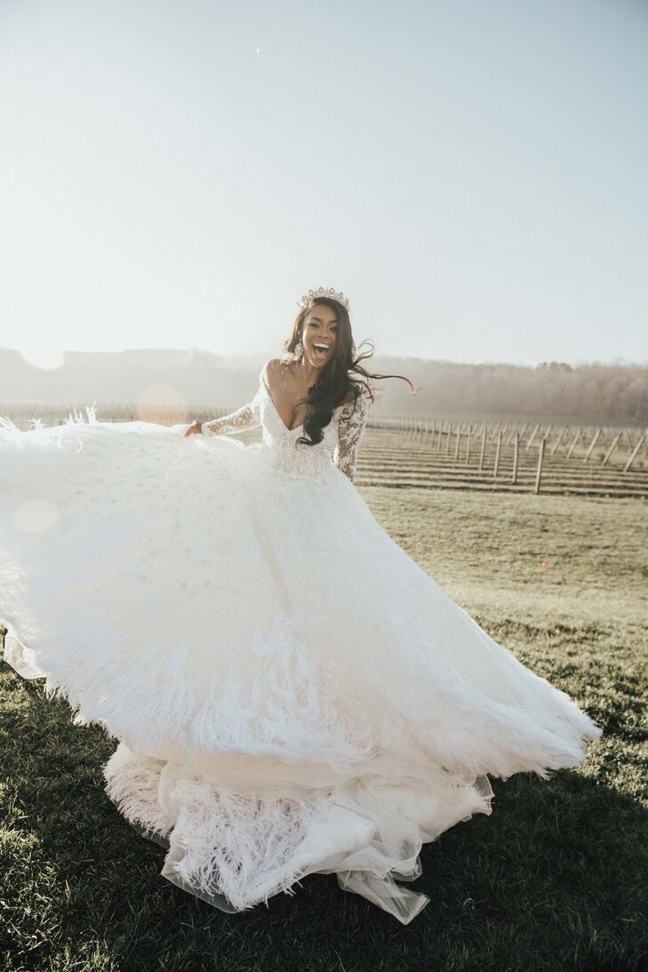 Elegant Bride with Ball Gown Dress, Tiara and Down Hairstyle