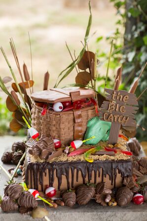 Rustic Groom’s Cake With Tackle Box