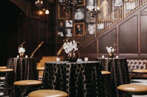 Wedding Reception Filled With Moody Black and Gold Touches