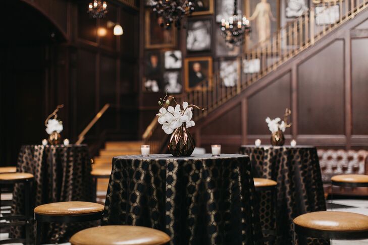 Wedding Reception Filled With Moody Black and Gold Touches