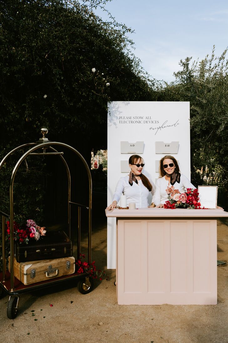 Phone Check Station at Wedding Ceremony