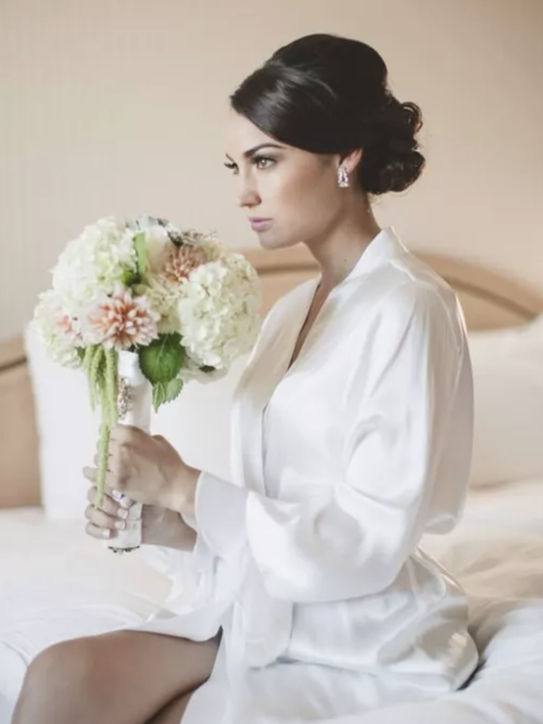 bride with updo and smokey eye