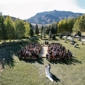 Drone Photo of Mountain Ceremony Processional in Sun Valley, Idaho