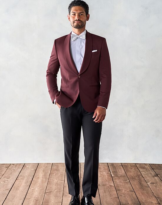 The Black Tux Burgundy Shawl Jacket Tuxedo Red Tuxedo - 1