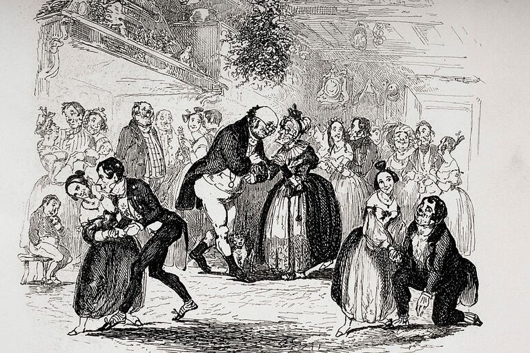 Famous Christmas Quotes From Literature - Pickwick Papers kissing knder the mistletoe