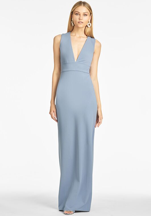 Sachin & Babi Loretta Gown - Slate Blue V-Neck Bridesmaid Dress - 3