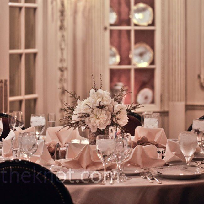 The Manor’s ballroom has an old-world feel, which worked with the dusty pink linens, floral-patterned china and overall theme.