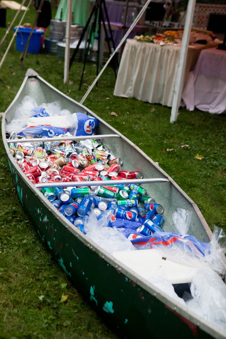 Non-alcoholic beverages were available in a rustic canoe filled with ice. "Zack and I would go fishing with each other and friends, so that was one thing he was really excited to have," Ashley says. "It was really significant to us."