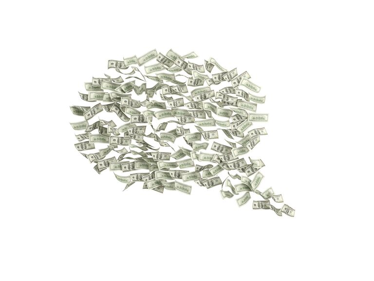 Money in the shape of a conversation bubble