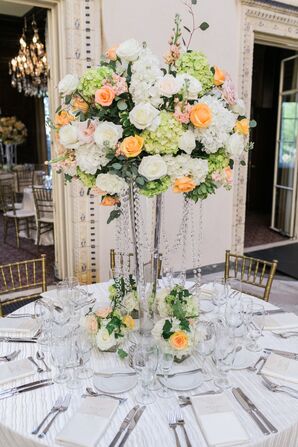 Tall Rose, Hydrangea and Eucalyptus Centerpiece