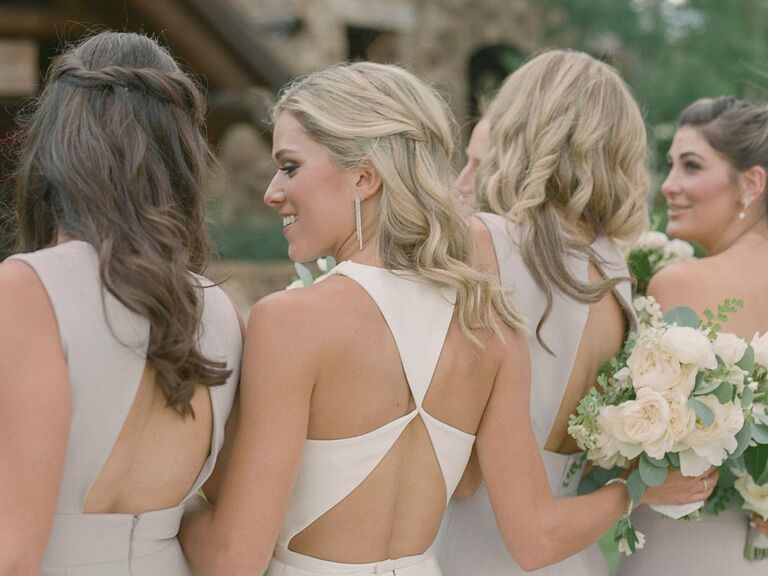 Bridesmaid half updo twisted