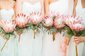 King Protea and Eucalyptus Bouquets