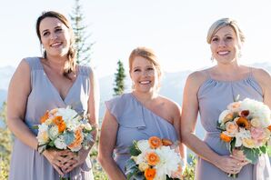 Joanna August Light Gray Chiffon Bridesmaid Dresses