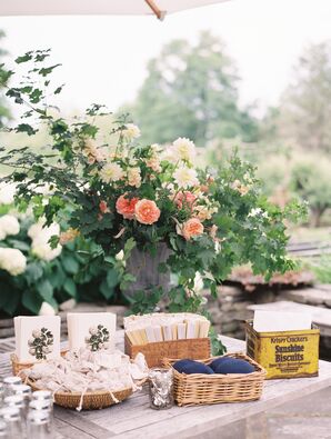 Table With Kippots and Wedding Favors