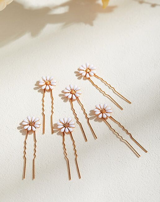 AW Bridal AW BRIDAL Wedding Hair Pins Flower Hair Clips Babys Breath Hair Pieces Gold Bridal Hair Accessories for Women Girls, 6 Pcs Gold Pins, Combs + Clip - 3
