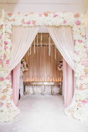 Entrance with Flowers and Pink Draping