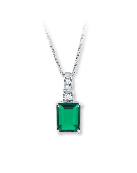 Kay Jewelers Lab-Created Emerald Sterling Silver Necklace Wedding Necklaces photo - 1