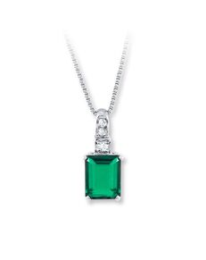 Kay Jewelers Lab-Created Emerald Sterling Silver Necklace Wedding Necklace photo
