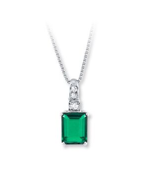 Kay Jewelers Lab-Created Emerald Sterling Silver Necklace Wedding Necklace photo