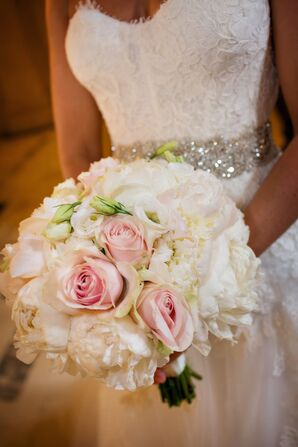 White and Pink Peony Bridal Bouquet