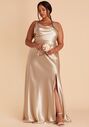 Birdy Grey Lisa Long in Satin Neutral Champagne Bridesmaid Dress - thumbnail - 4