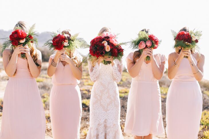 Mismatched Blush Bridesmaid Dresses