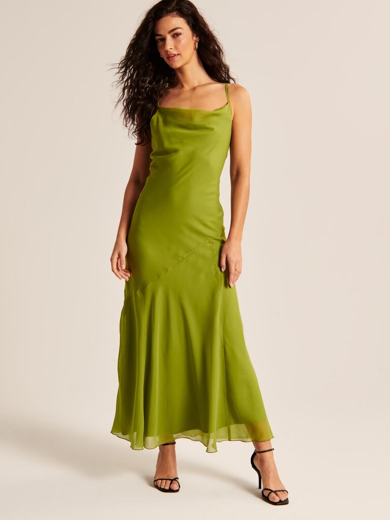 Green chiffon cowl neck maxi dress from Abercrombie & Fitch