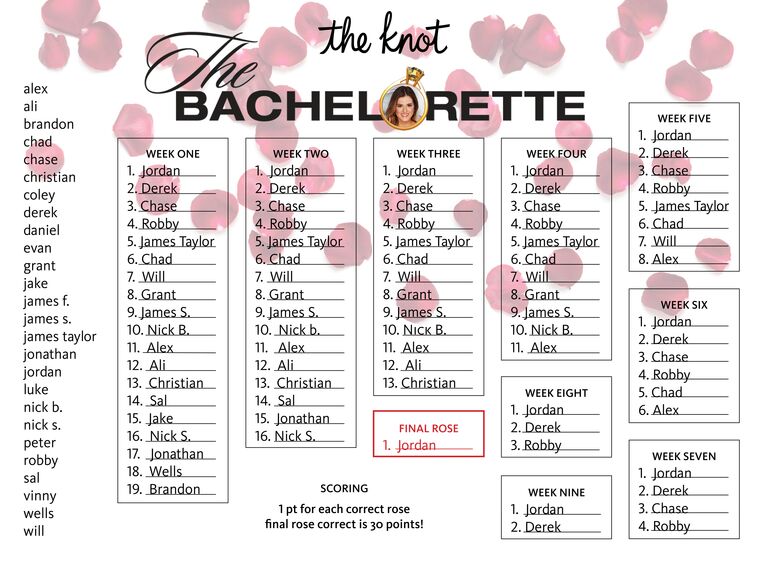 'The Bachelorette' Bracket Follow Along and Fill Out Your Own