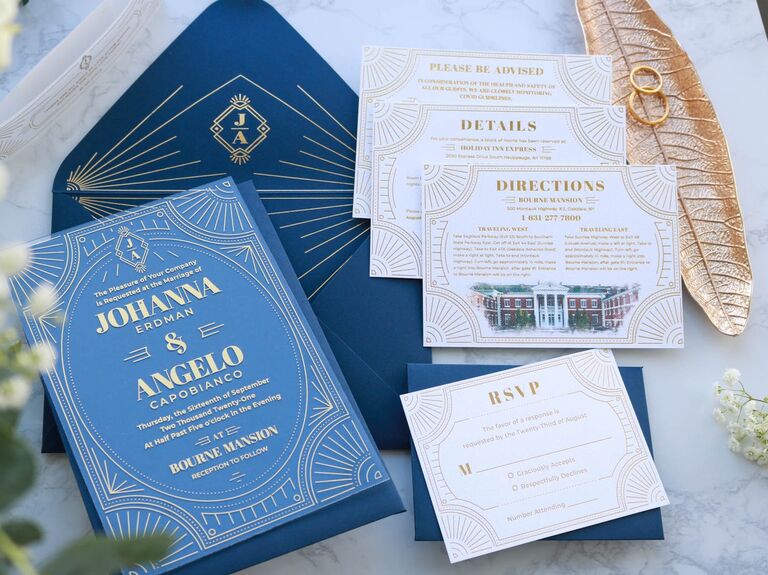 Custom acrylic art deco wedding invitations
