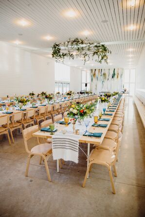 Bright Bohemian Glassware and Woven Table Runners