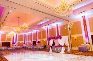 Elegant Ballroom with Pink Lighting