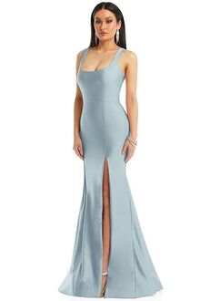 Dessy Group Square Neck Stretch Satin Mermaid Dress with Slight Train - CS113 Square Bridesmaid Dress
