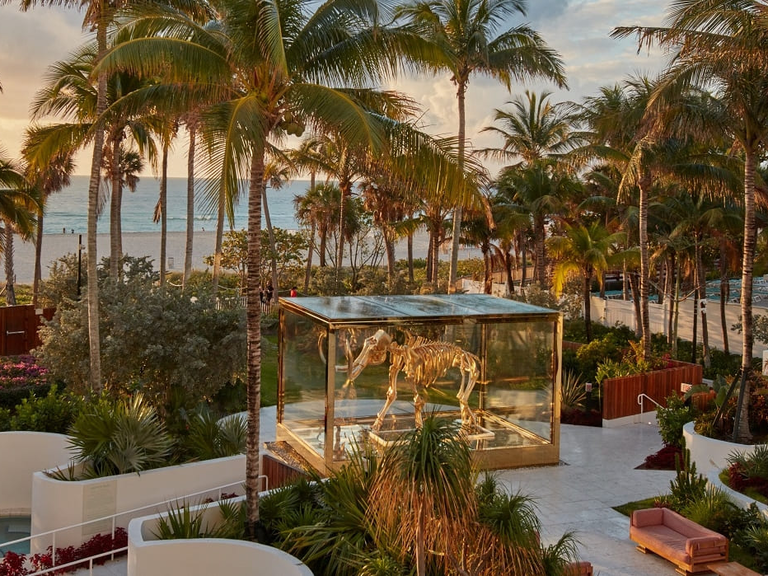 The sun sets over Faena Miami Beach.