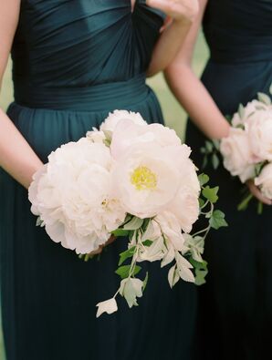 Bridesmaids Carried Peonies, Garden Roses, Elm and Ivy