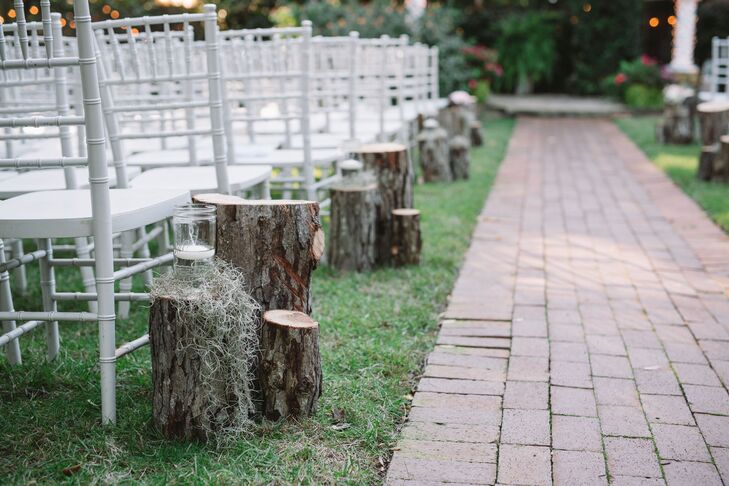 Rustic Wood Stump Garden Aisle Marker