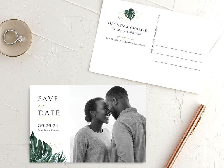 greenery destination wedding save the date