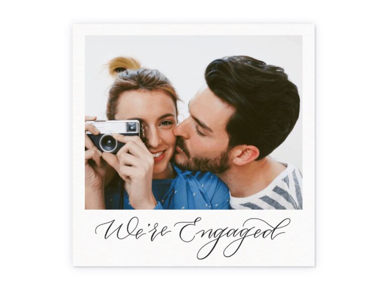Polaroid picture style engagement party invitation