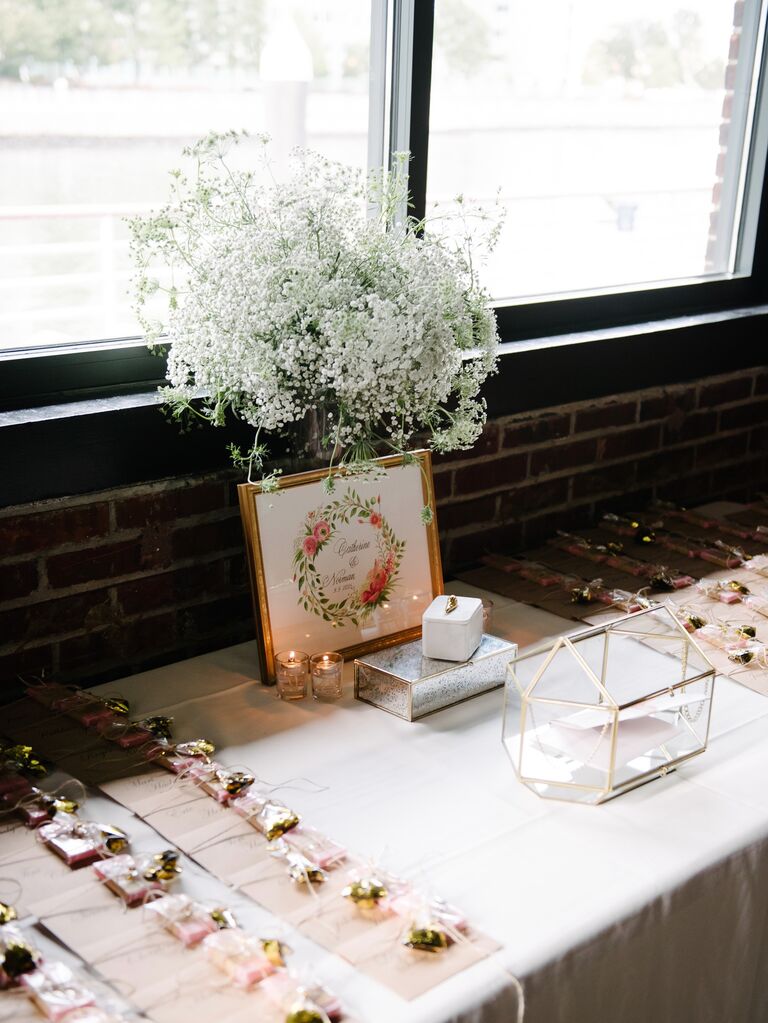 A lovely baby's breath centerpiece.