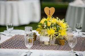Heart-Shaped Number in Yellow Centerpiece