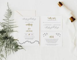 Stars and footsteps graphics event details in black and gold Harry Potter font on white background