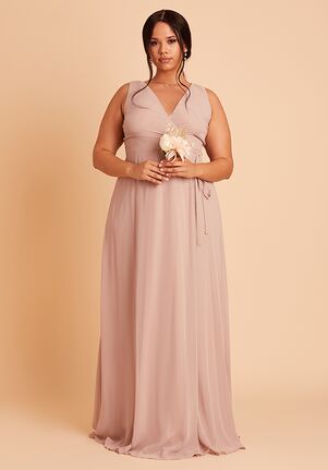 Birdy Grey Minae Dress in Chiffon Taupe V-Neck Bridesmaid Dress