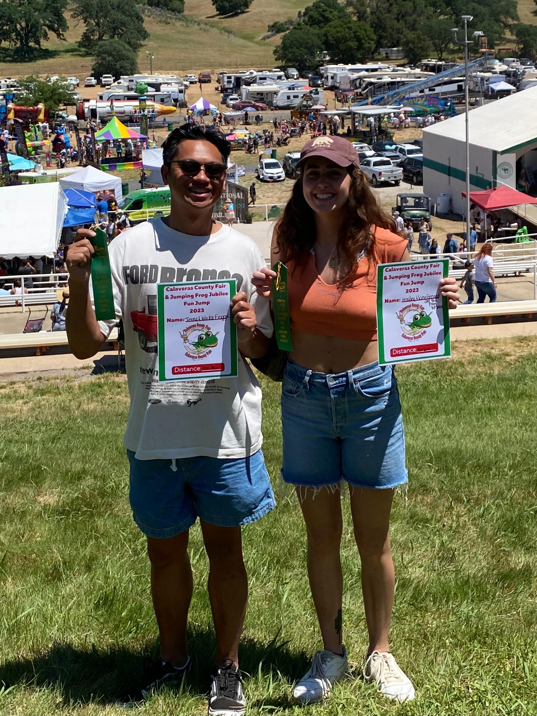 You're looking at two winners of the International Frog Jumping Jubilee. That day I won the rights to name her sisters first born child. 