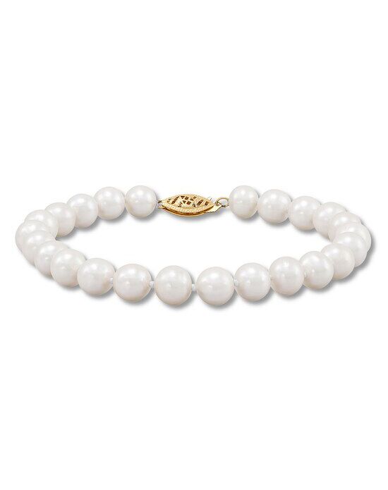 Kay Jewelers Cultured Pearl Bracelet 10K Yellow Gold 7.5" Wedding Bracelets photo - 1