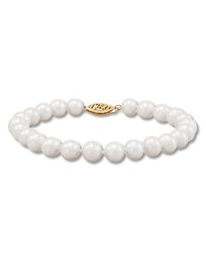 Kay Jewelers Cultured Pearl Bracelet 10K Yellow Gold 7.5" Wedding Bracelet photo