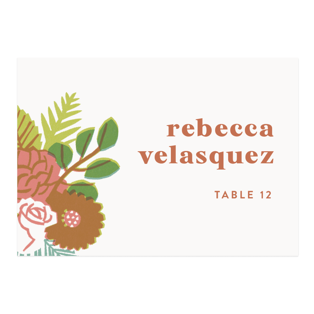 A Wedding Place Card from the Retro Floral Collection