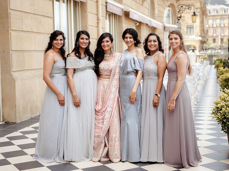 getting ready morning of wedding bride with bridesmaids