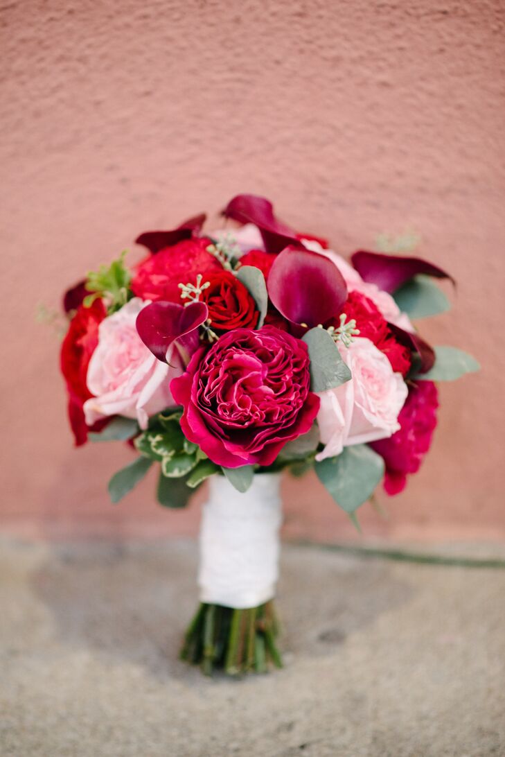 Burgundy and Pink Bridal Bouquet