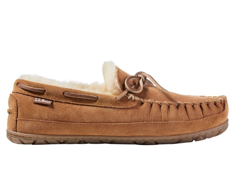 Fur-lined moccasin gift idea for father of the groom. 