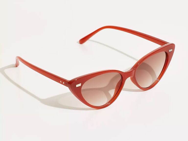free people red cat eye bride sunglasses with grey lenses