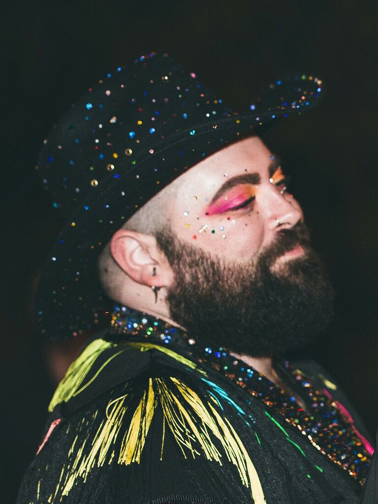 wedding makeup trial groom with bright makeup